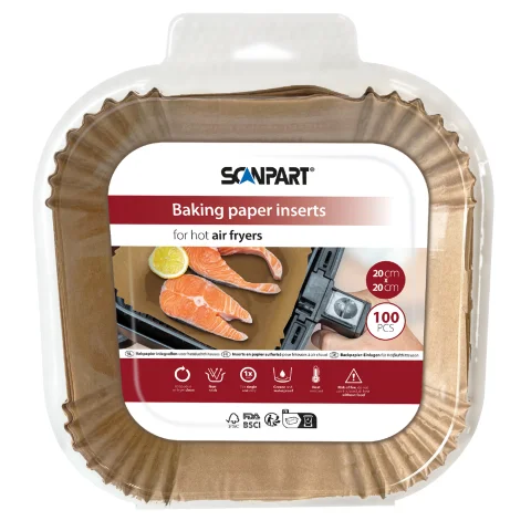 Bakpapier inlegvellen Airfryer 20x20cm 100st.