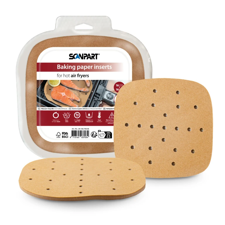 Scanpart Bakpapier Inlegvellen Airfryer 16x16cm - Set van 100 stuk