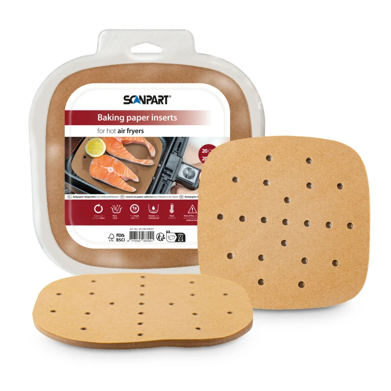 SCANPART Bakpapier Inlegvellen voor Airfryer 20x20 cm - set van 100 stuk