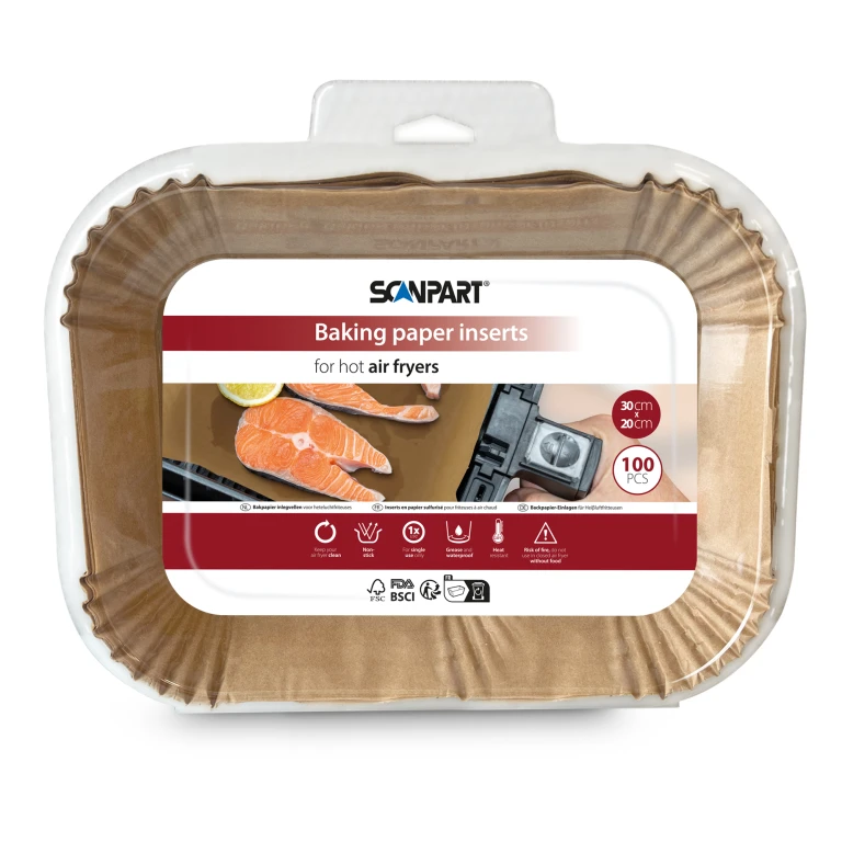 SCANPART Bakpapier Inlegvellen Airfryer 31 x 20,5 cm - set van 100 stuk