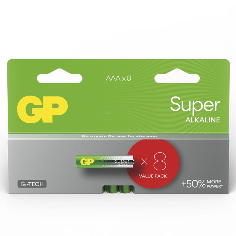 GP Batteries Super Alkaline AAA Batterijen - Set van 8 stuks