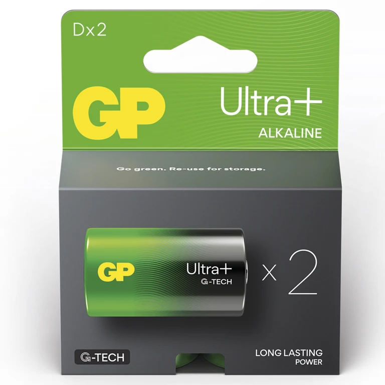 GP Batteries Ultra+ Alkaline D batterijen - set van 2 stuks