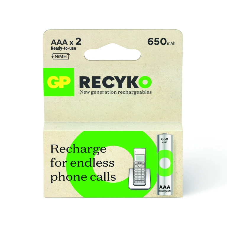 GP Oplaadbare Batterijen AAA NiMH 650mAh - set van 2 stuk