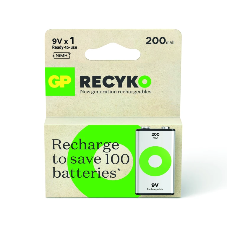 GP Oplaadbare Batterij NiMH 9V 200mAh - 1 stuk
