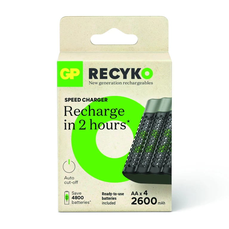 GP Batterijlader set met 4x AA oplaadbare batterijen 2600mAh