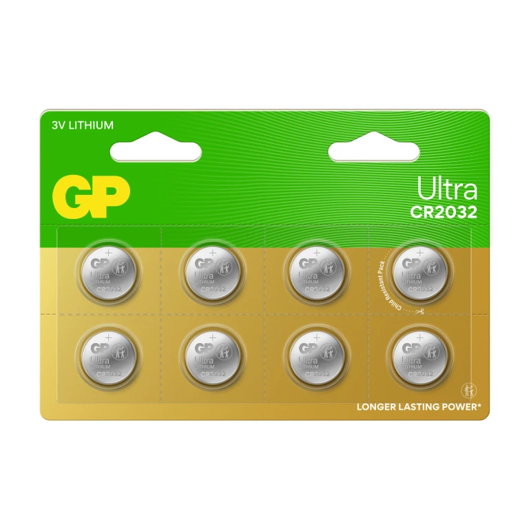 GP Batteries Knoopcel Lithium CR2032 - Set van 8 stuk