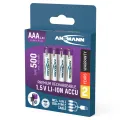 Ansmann oplaadbare AAA batterijen Li-Ion 500mAh, set van 4 met kabel