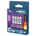 Ansmann oplaadbare AA batterijen Li-Ion 2000mAh, set van 4 met kabel