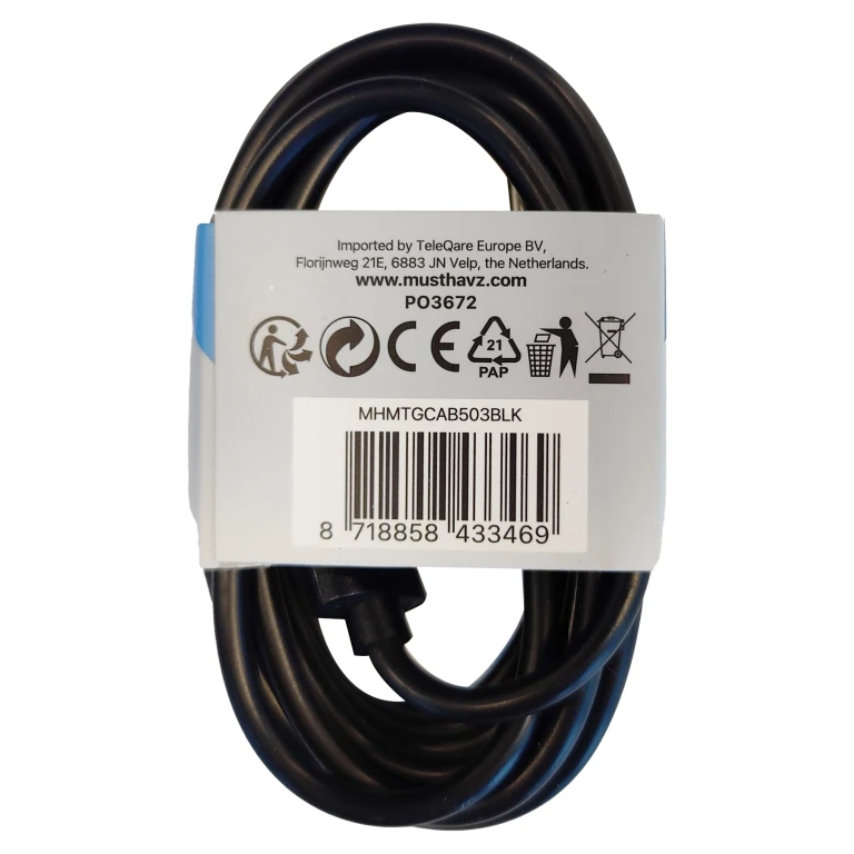 MUSTHAVZ USB-kabel USB-A naar USB-C 2m Zwart