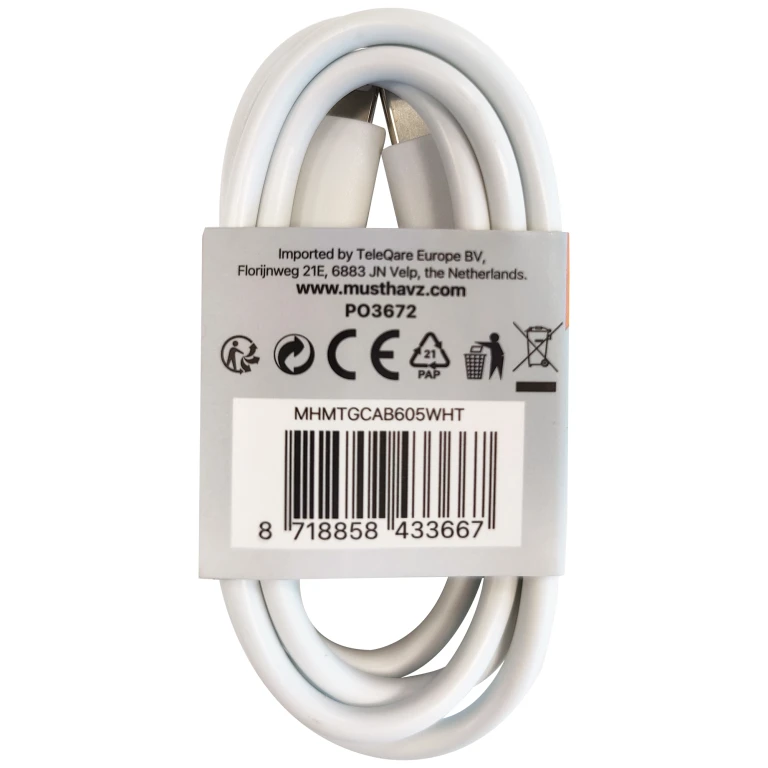 MUSTHAVZ USB-kabel USB-C naar Lightning Wit 1m