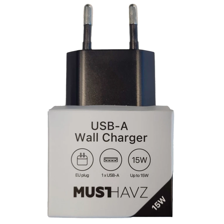 MUSTHAVZ MTG Telefoonoplader USB-A 15W Zwart - 1 stuk