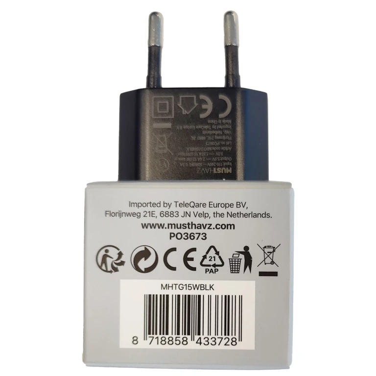 MUSTHAVZ MTG Telefoonoplader USB-A 15W Zwart - 1 stuk