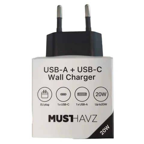 MTG thuisl.USB-A+USB-C 20W zw