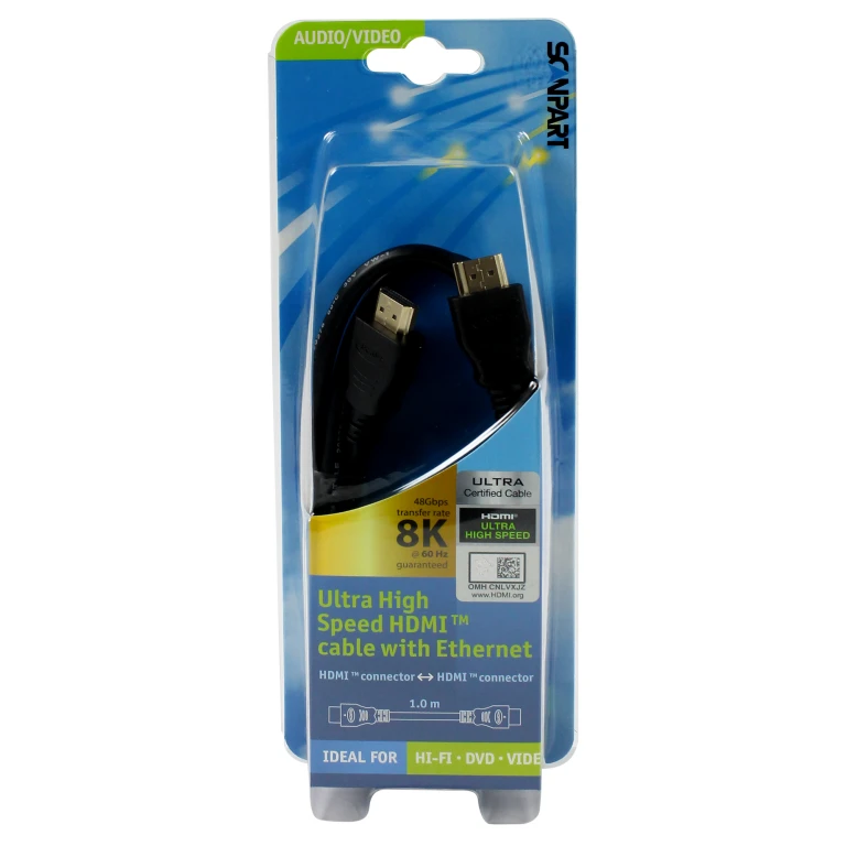 SCANPART HDMI-kabel Ultra High Speed 2.1 1,0m Zwart