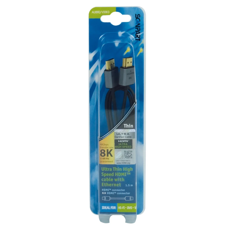 SCANPART HDMI-kabel Ultra High Speed 2.1 1,5m Zwart 1 stuk