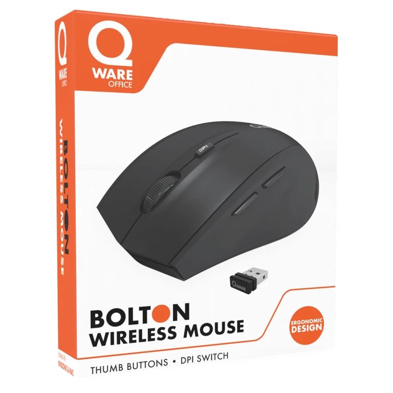 QWARE Muis Zwart Draadloos 7-knops