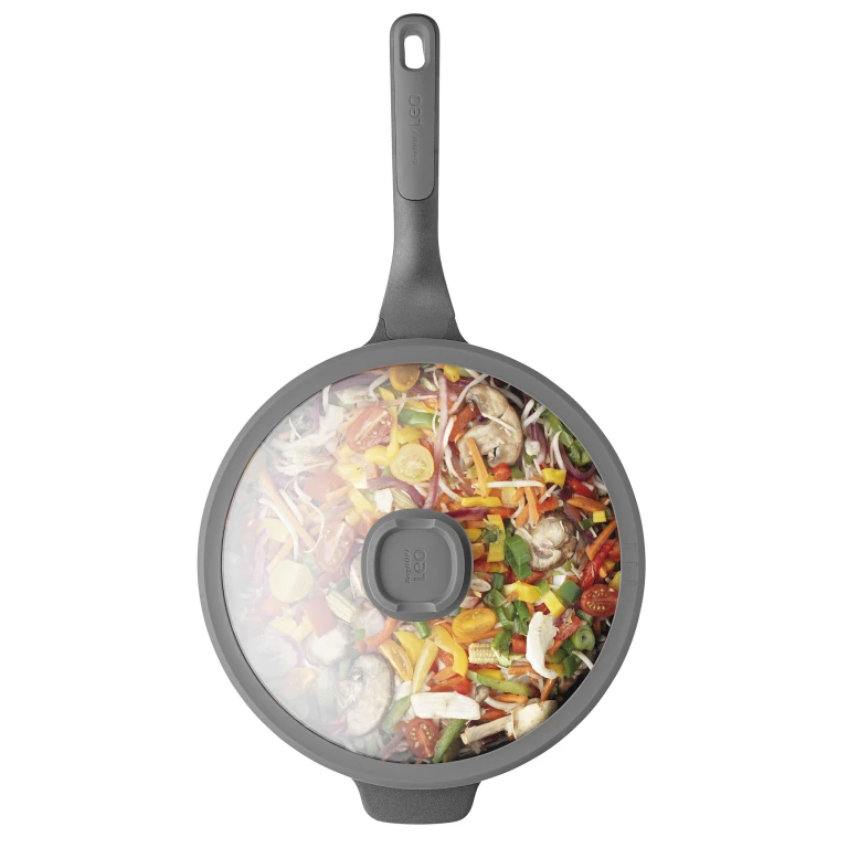 BERGHOFF Stone+ Wok met Deksel 28cm - Zwart