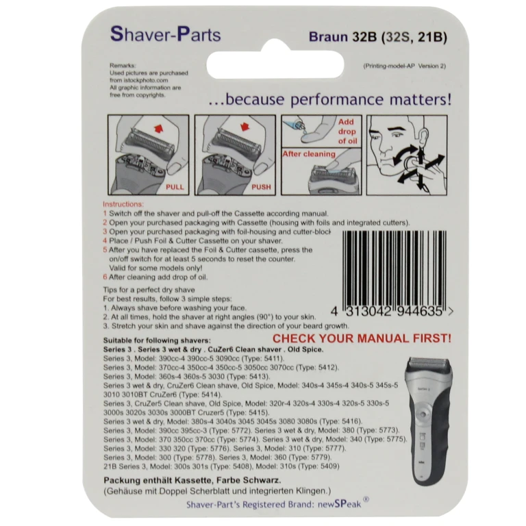 SHAVER-PARTS Scheercasette Series 3 Zwart - 1 stuk