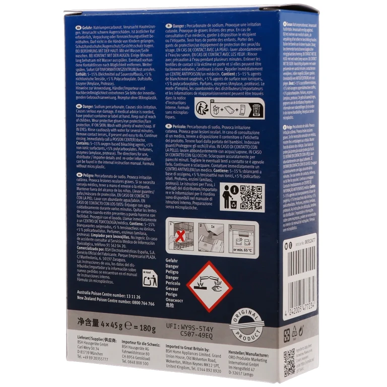 Bosch Siemens Vaatwasser Reiniger Origineel 45 g / 4 stuks