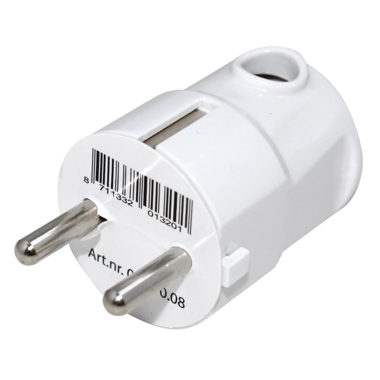 Scanpart Stekker Wit Zij-ingang Randaarde 250V 16A 1 stuk