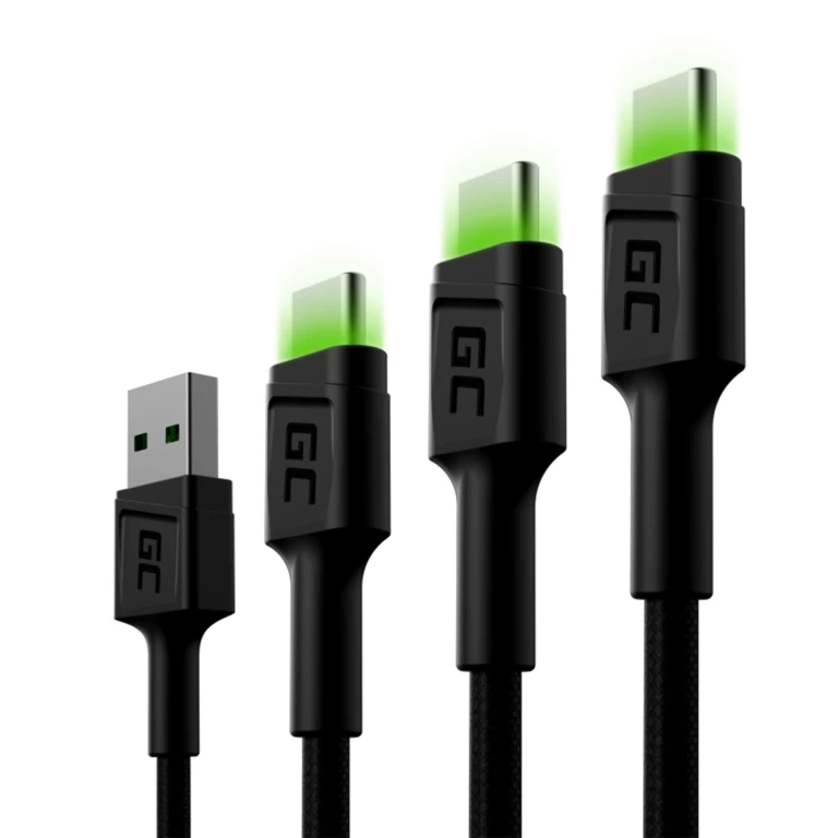 Green Cell USB-kabels USB-A naar USB-C set van 3 stuks (30, 120, 200 cm)