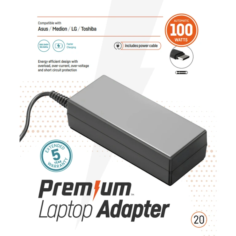 Laptop Adapter USB-C 100W PREMIUM - 1 stuk