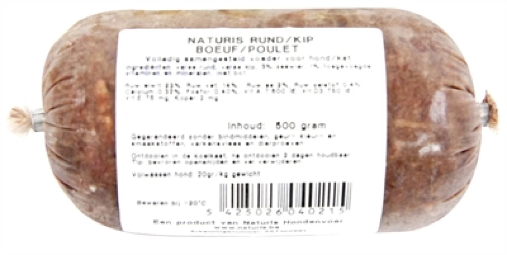 Hond Natvoer Rund & Kip 500 gr
