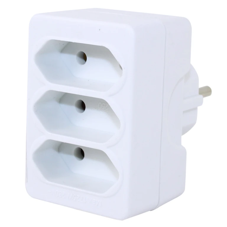 Scanpart Verloopstekker Wit 3x Euro 250V 1 stuk