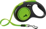 Flexi New Classic Neon Tape Rollijn Zwart/Groen - 5m - 1 stuk