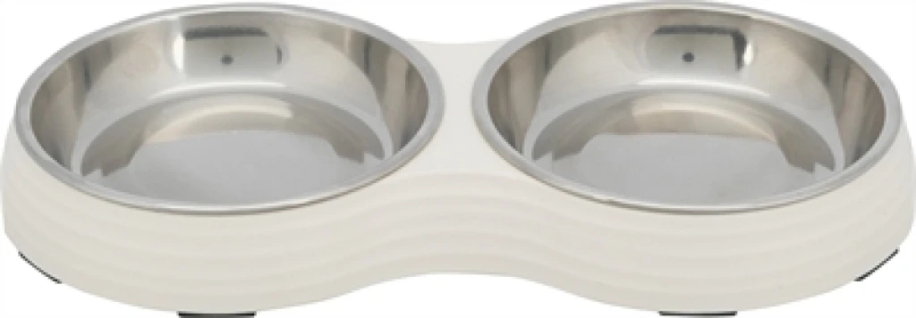 TRIXIE Dubbele Voerbak voor Kat - RVS & Melamine Wit - 1 stuk