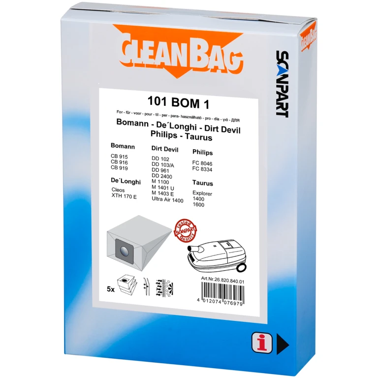 Cleanbag Stofzuigerzakken Papier B23/24/26 - 5 stuk