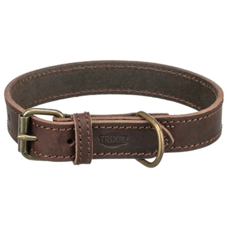 Trixie Rustic Hondenhalsband Vetleer Donkerbruin M-L - 1 stuk