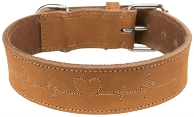 TRIXIE HALSBAND HOND RUSTIC VETLEER HEARTBEAT BRUIN