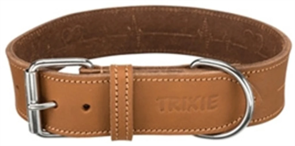 TRIXIE Hondenhalsband Rustic Vetleer Heartbeat Bruin L - 1 stuk