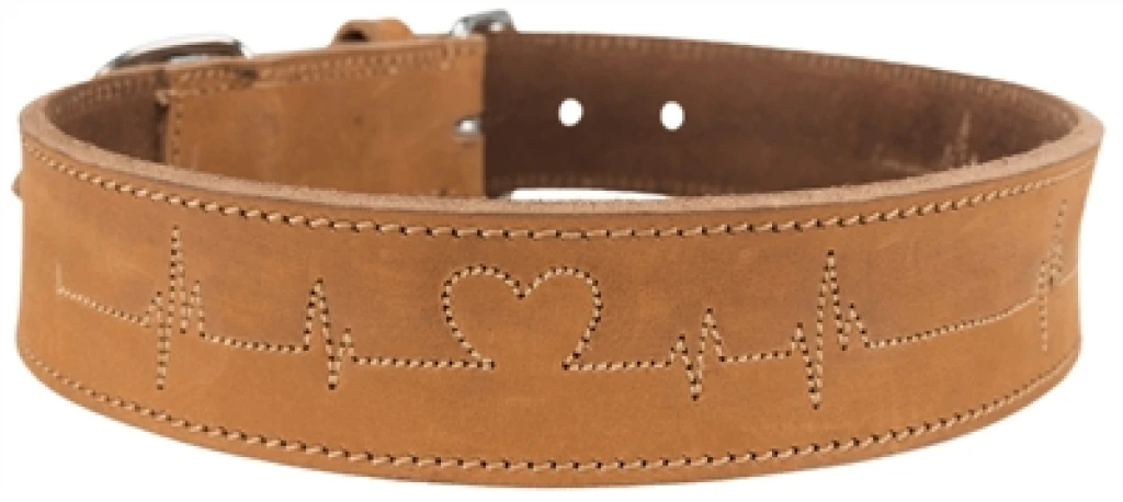 TRIXIE Hondenhalsband Rustic Vetleer Heartbeat Bruin L-XL (1 stuk)