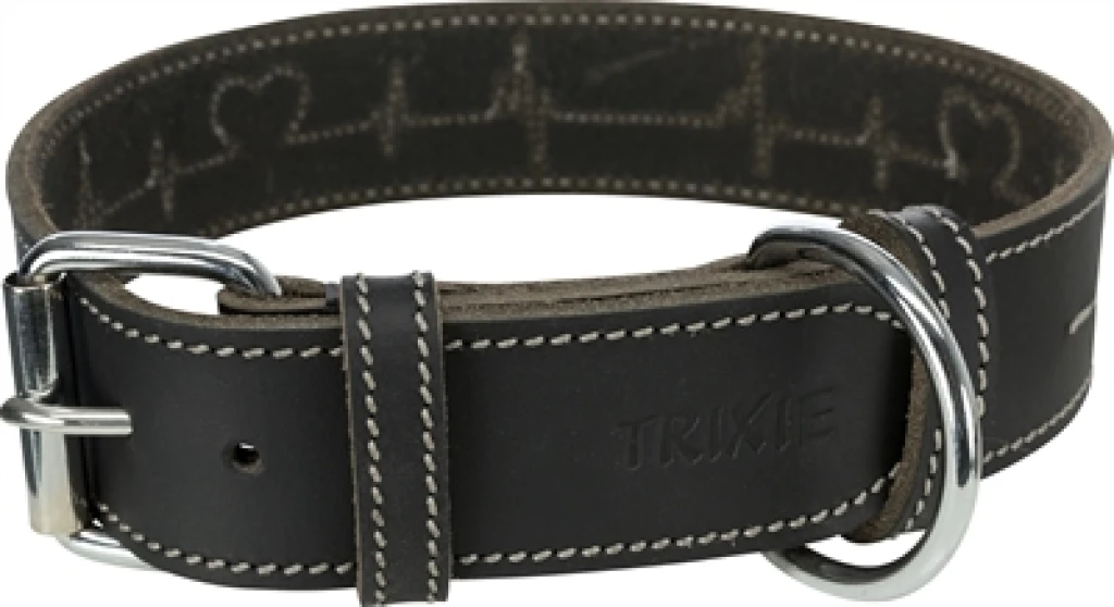TRIXIE Hondenhalsband Rustic Vetleer Heartbeat Zwart 55-65 cm