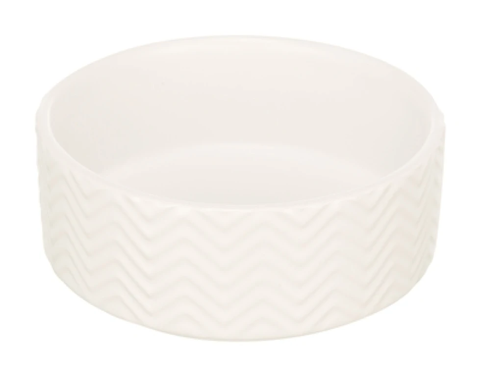 TRIXIE Voer- en drinkbak Wave keramiek wit - 1 stuk