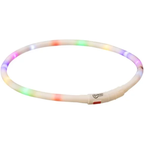 TRIXIE LICHTGEVENDE HALSBAND HOND USB SILICONEN OPLAADBAAR MEERKLEURIG