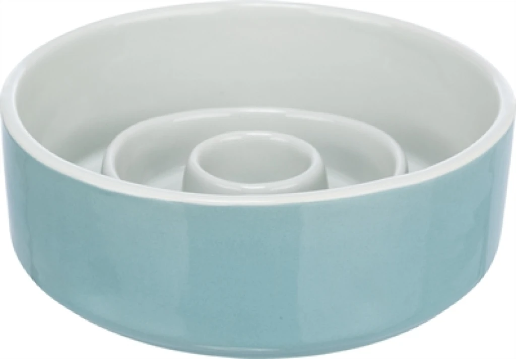 TRIXIE Slowfeeding Voerbak voor Hond Keramiek Grijs/Blauw - 1 stuk