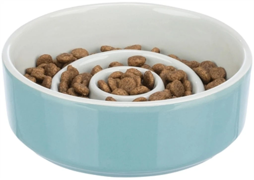 TRIXIE Slowfeeding Voerbak voor Hond Keramiek Grijs/Blauw - 1 stuk