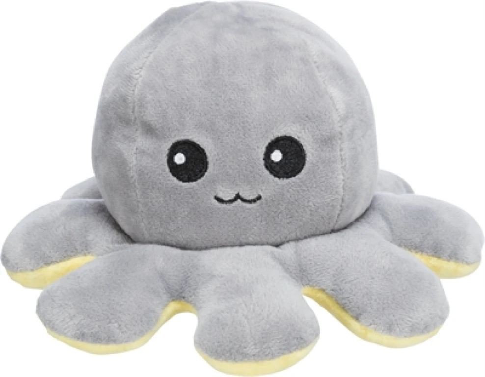 Knuffel Octopus Grijs/Geel 19 cm - 1 stuk