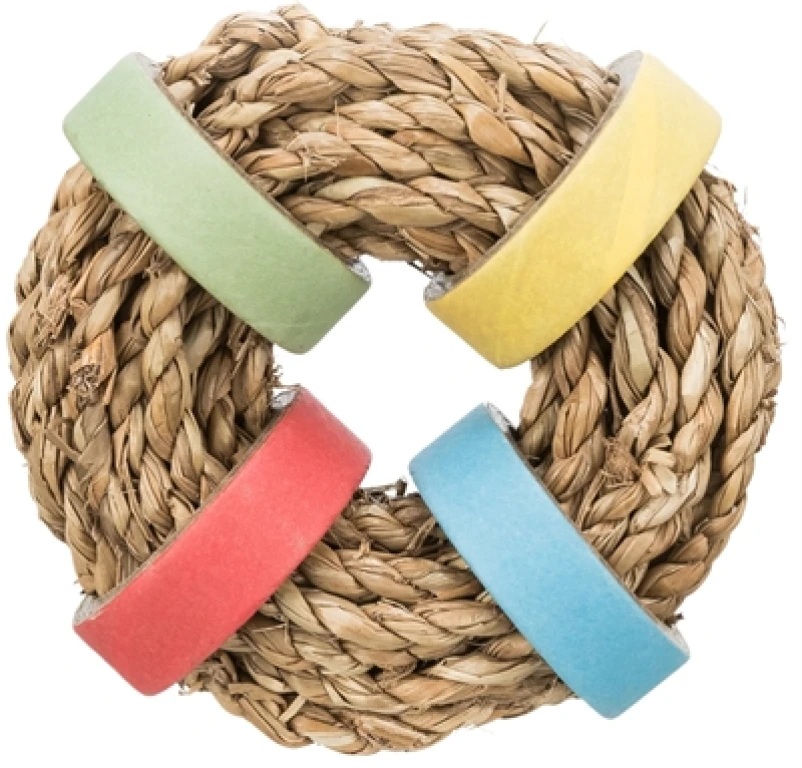 Trixie Zeegras Ring met Papieren Ringen Naturel - 1 stuk