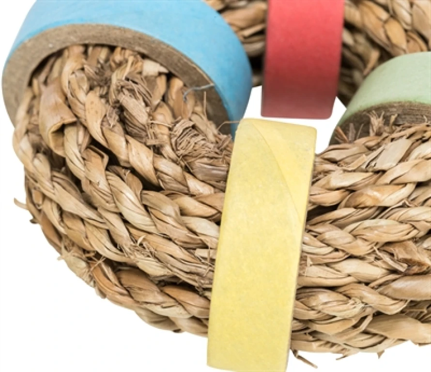 Trixie Zeegras Ring met Papieren Ringen Naturel - 1 stuk