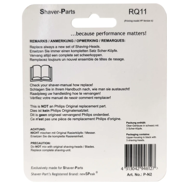 Shaver-Parts scheerhoofd voor Philips RQ11 SensoTouch 2D, 1 stuk