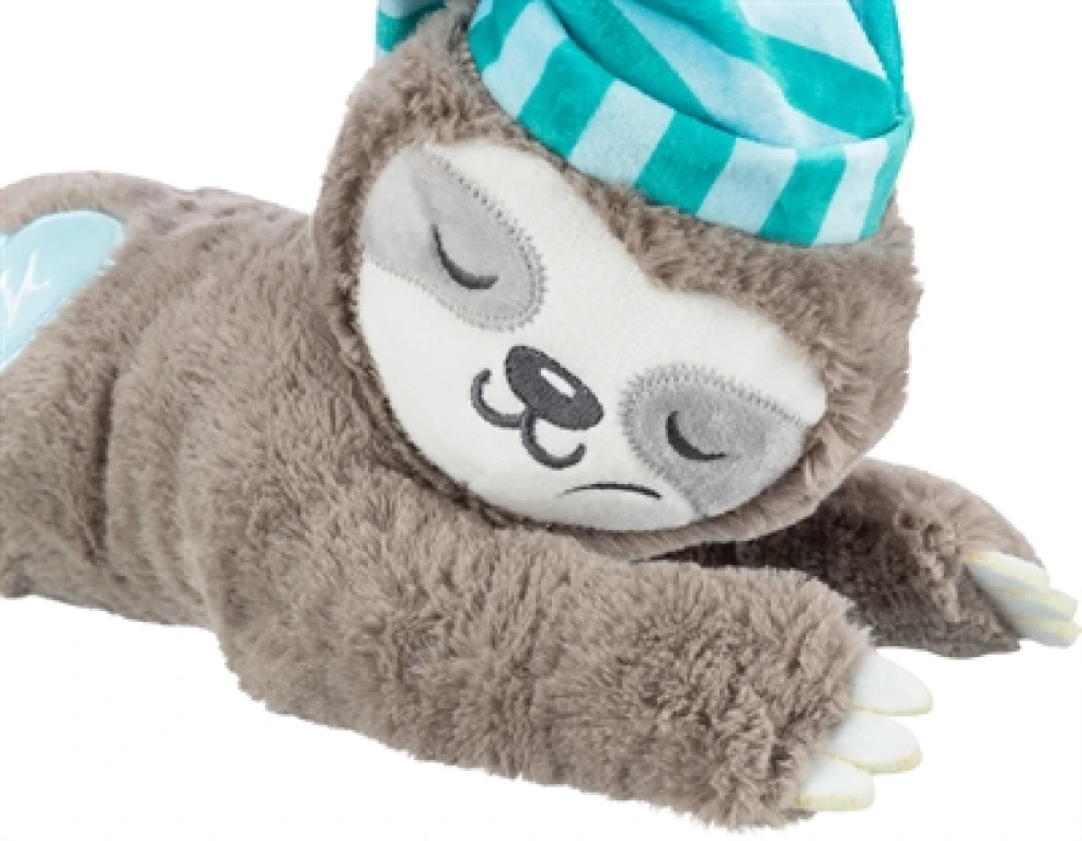 TRIXIE Pluche Luiaard Puppyknuffel met Hartslag - Grijs, 34 cm