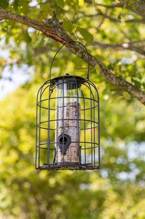 TRIXIE Voerdispenser voor Vogels met Gaasbescherming - Zwart - 1 stuk