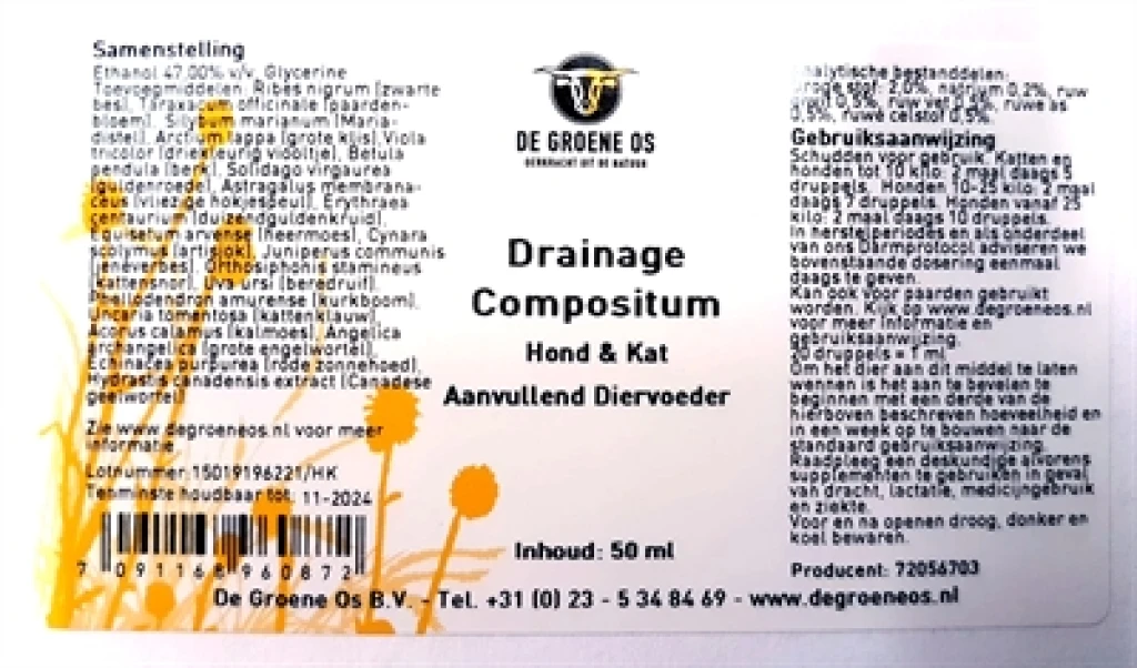 Hond Voedingssupplement Drainage Compositum 50 ml