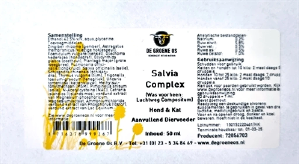 De Groene Os Salvia Complex Supplement Hond & Kat 50 ml 1 stuk