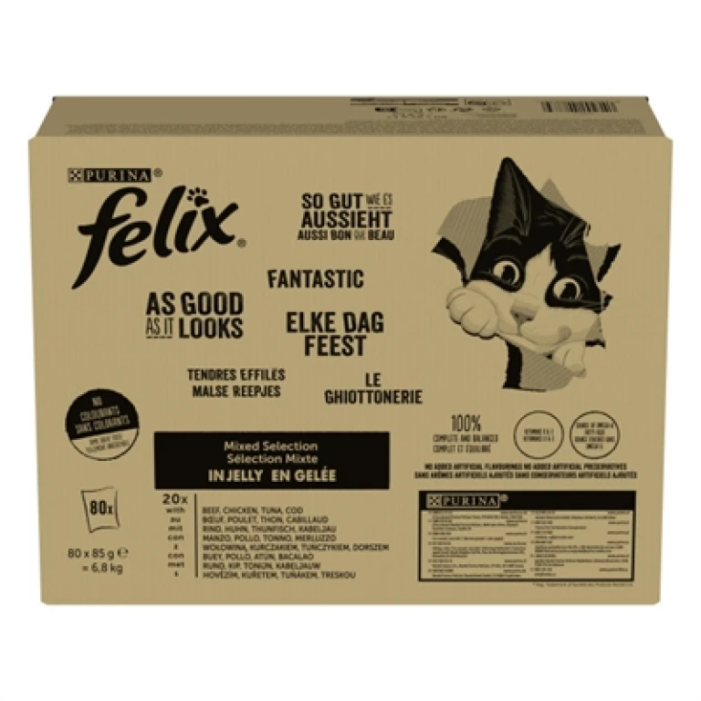 Felix Kat Natvoer Elke Dag Feest in Gelei Mix - 80 stuks