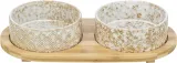 TRIXIE Voer- en drinkbakkenset keramiek en bamboe, 2 stuks - 300 ml